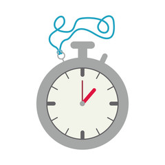 Silver Stopwatch Graphic with blue cord vector illustration