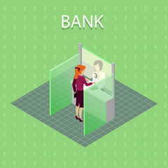 Bank Concept Vector in Isometric Projection.