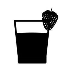 black silhouette glass of Strawberry juice icon vector illustration