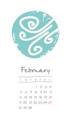 Calendar 2017 months February. Week starts Sunday