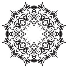 Hand drawing zentangle frame. Black and white. Flower mandala.