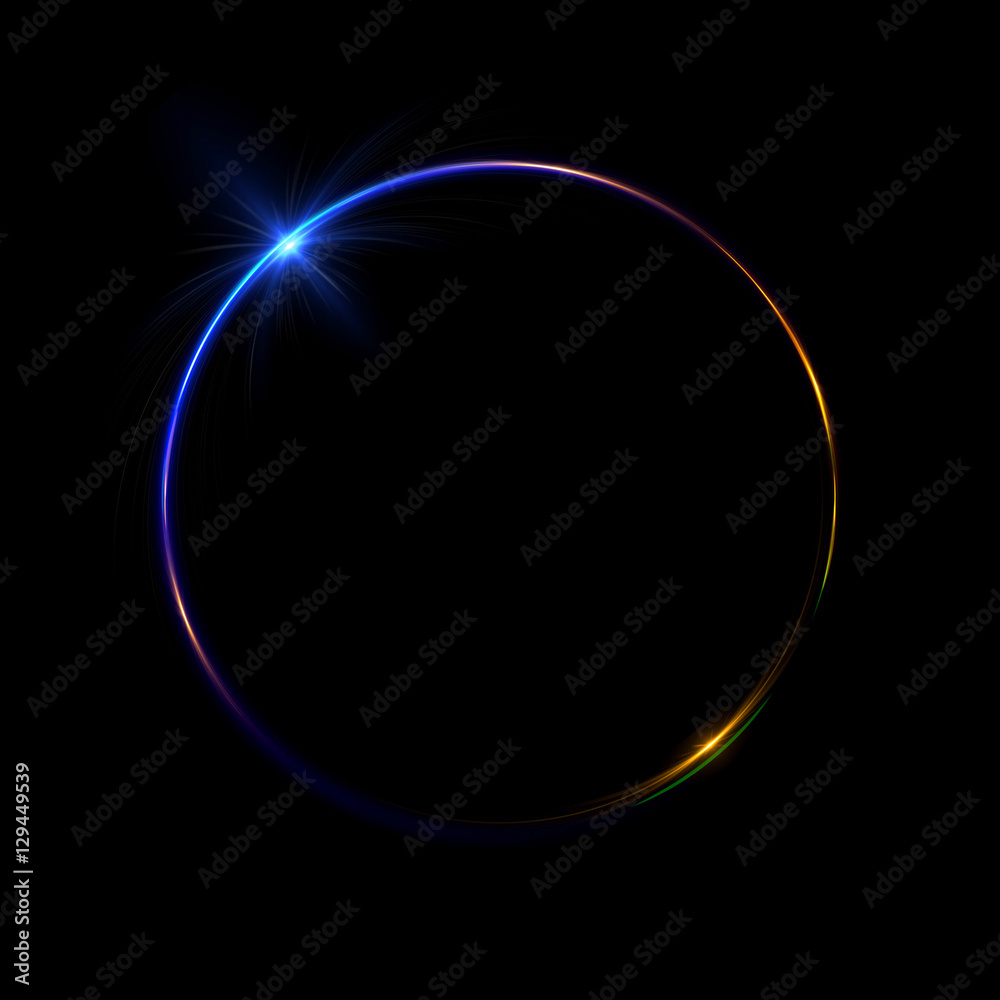 Wall mural abstract neon background. luminous swirling bunner. glowing spiral. shine round frame with light cir