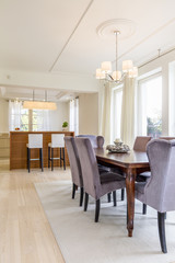 Stylish room with table and chairs