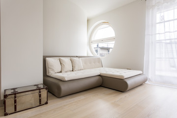 Bright room with sofa bed