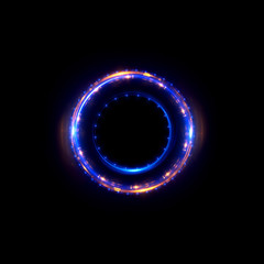 Abstract neon background. luminous swirling bunner. Glowing spiral. 
Shine round frame with light circles light effect. Glowing cover. 
Space for your message. Glossy. LED ellipse