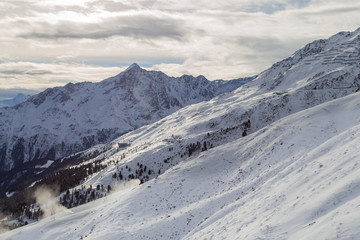 Fototapeta na wymiar Mountains ski resort Solden Austria - nature and sport background