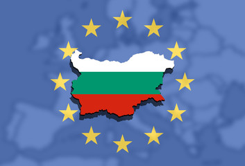 close up on Bulgaria map on Europen  background