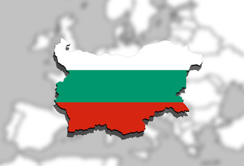 close up on Bulgaria map on Europen  background