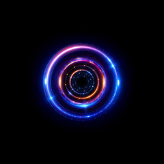Abstract neon background. luminous swirling bunner. Glowing spiral. 
Shine round frame with light circles light effect. Glowing cover. 
Space for your message. Glossy. LED ellipse