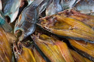 Dried fish  in market Thailand.