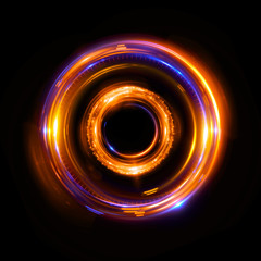 Abstract neon background. luminous swirling bunner. Glowing spiral. 
Shine round frame with light circles light effect. Glowing cover. 
Space for your message. Glossy. LED ellipse