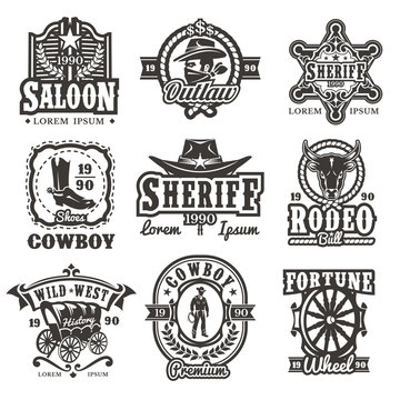 Set of vector wild west logos