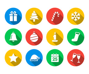 Flat icon set of Christmas