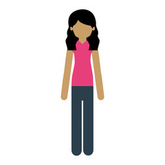 woman with causal wear and wavy hair . Vector illustration