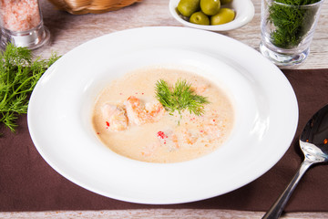 soup cream with seafood