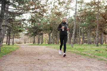 Woman running in park
