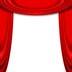 Vector red curtains, theater scene