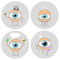 Eyes cartoon icon. Reads, scientist, love glance, food for the eyes. Vector