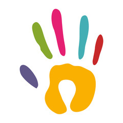 handprint silhouette colorful icon flat vector illustration