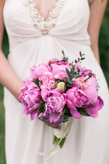 Wedding Bouquet, Pink Peony, Orchid and David Austin Rose