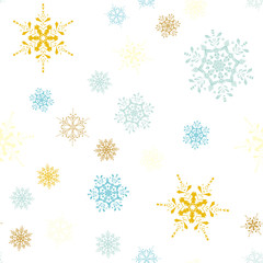 Hand-drawn doodles natural color snowflake seamless. Zentangle mandala style.