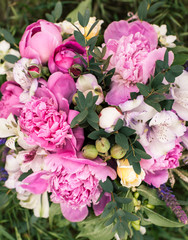 Wedding Bouquet, Pink Peony, Orchid and David Austin Rose