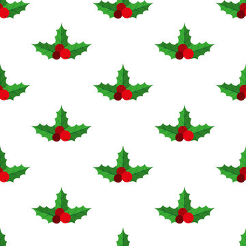Holly berry pattern. Vector illustration.