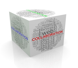 3d cube word tags wordcloud of collaboration