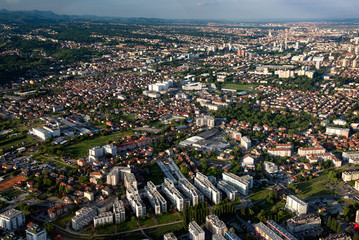 Zagreb city center, the capital of Croatia, as seen from air.