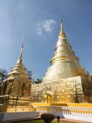 Fototapeta premium two pagonedas in Prasing temple ,Chiangmai ,Thailand