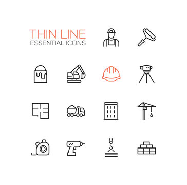 Construction - Thin Single Line Icons Set