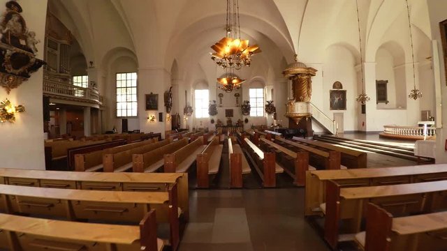 Interiors of church. Stockholm. Sweden. 4K.

