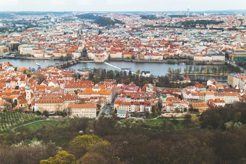 Naklejka na ściany i meble Types Prague red roof home city panorama