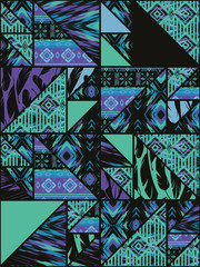 Tribal ethnic seamless pattern with geometric elements.