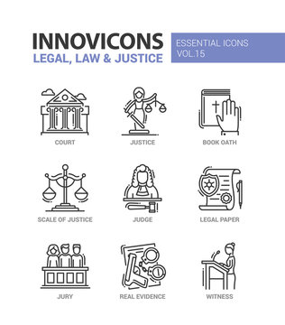Law and Justice - flat design icons set