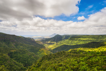 Fototapeta na wymiar View from the Gorges viewpoint. Mauritius.