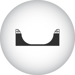 Skateboard half pipe symbol silhouette icon on background