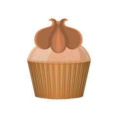 silhouette colorful cupcake with peanut cream vector illustration