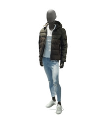 Male mannequin dressed in warm jacket