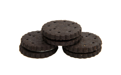 Chocolate cookies with cream filling isolated