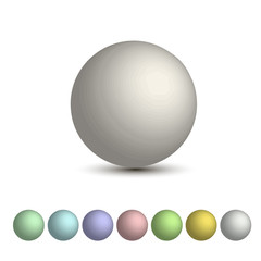 Vector set of 3D balls , a palette of pastel shades. Round 3D sphere
