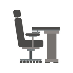 gray scale silhouette with desk and chair office vector illustration