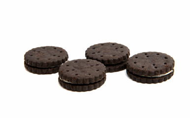 Chocolate cookies with cream filling isolated