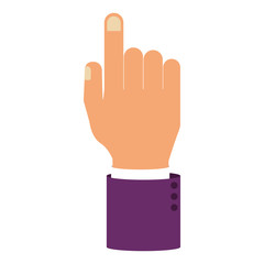 hand pointing with sleeve purple color vector illustration