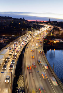 Traffic on Freeway in Stockholm