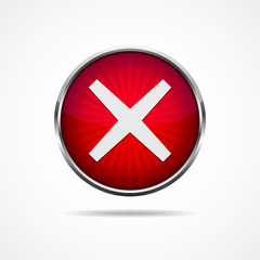 Fototapeta premium Red cross mark button. Vector illustration.