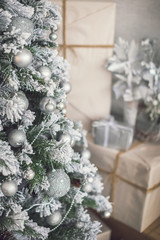 New Year, Christmas tree, gifts and toys