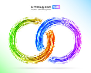 Abstract retro technology circles. Information transfer. Stream of information. Data transfer. Stock vector. eps 10