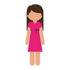 silhouette teen with long hair and dress without face vector illustration