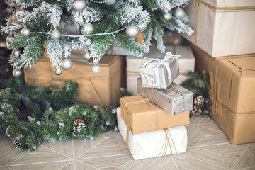 New Year, Christmas tree, gifts and toys